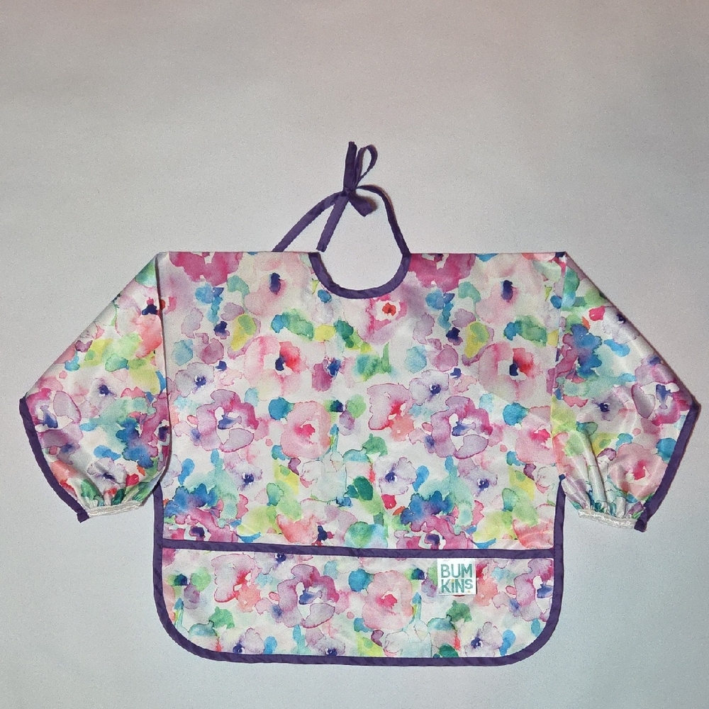 Bumkins Watercolor Floral Kids Sleeved Bib